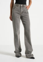 Abbie - Stacked Fit And Flare Jeans - Light Grey