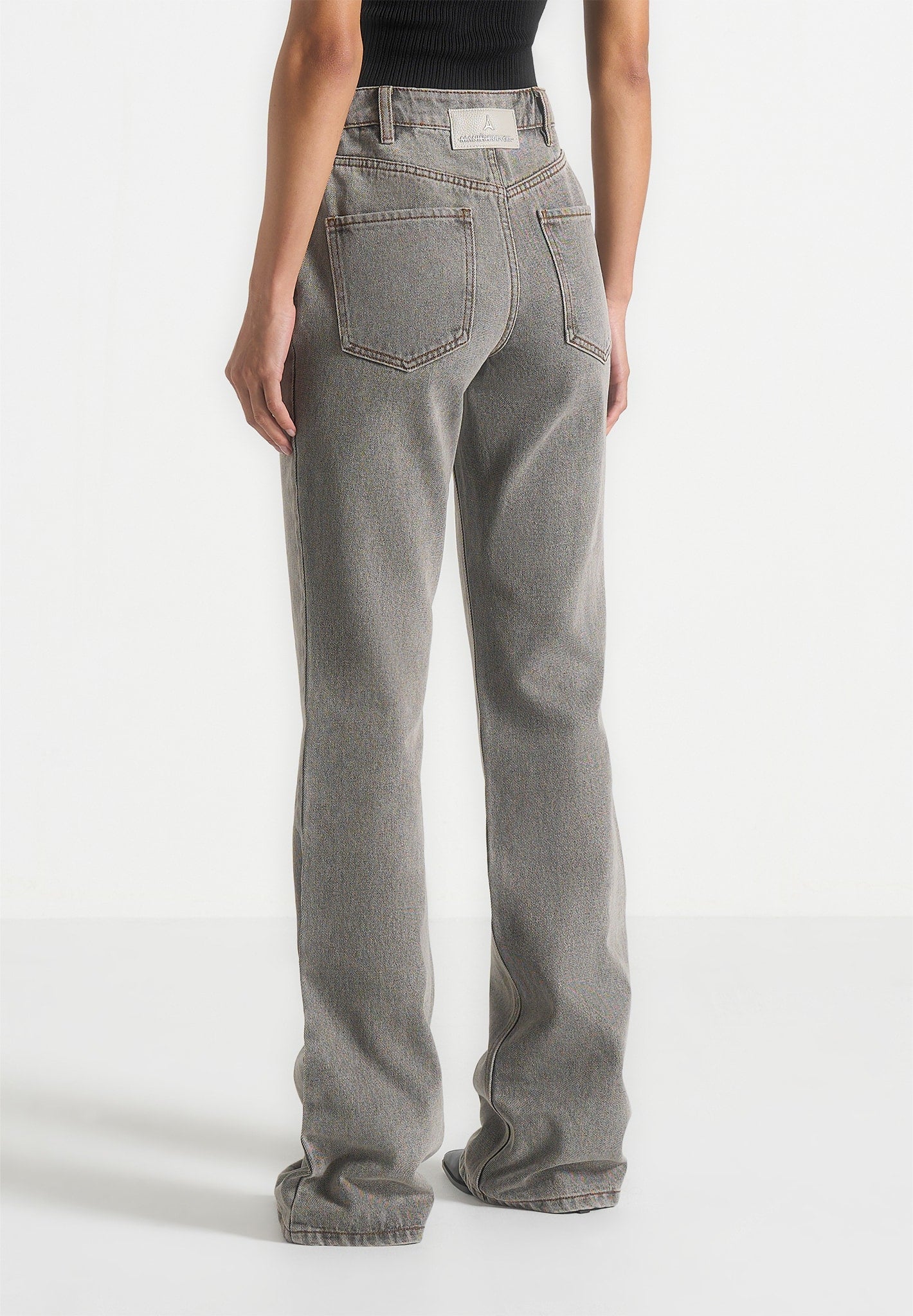 Abbie - Stacked Fit And Flare Jeans - Light Grey