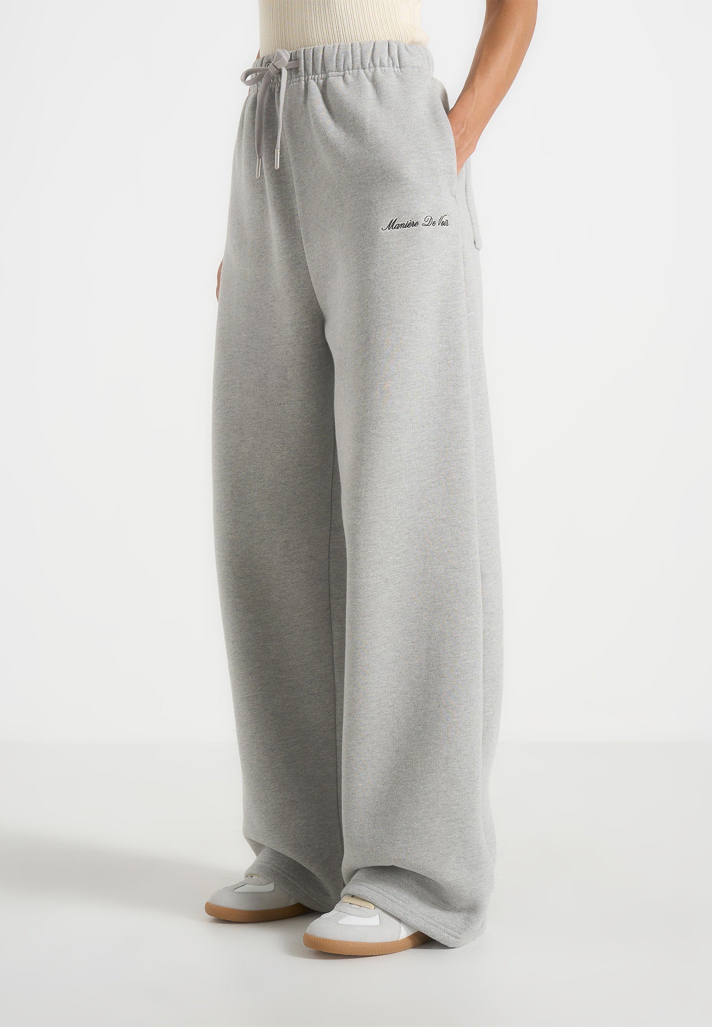 JS003 - Unisex Signature Wide Leg Joggers - Marl Grey