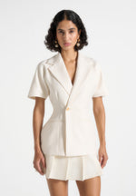 Malika - Double Breasted Short Sleeve Blazer - Cream