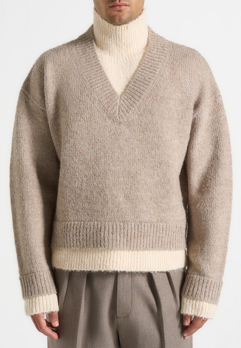 jacques-unisex-double-layer-v-neck-knit-jumper-beige-cream