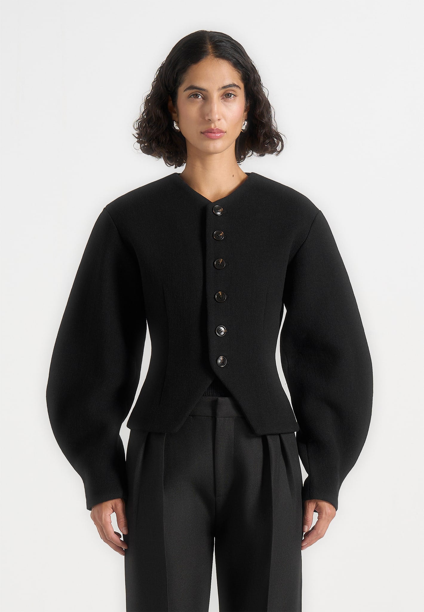 Aya - Wool Hourglass Jacket - Black 