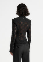 Sila - Wide Shoulder Lace Angled Shirt - Black