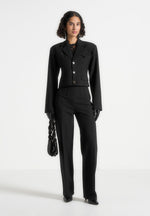 Prisca - Tailored Cropped Blazer - Black