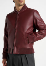 Arman - Leather Bomber Jacket - Wine Red