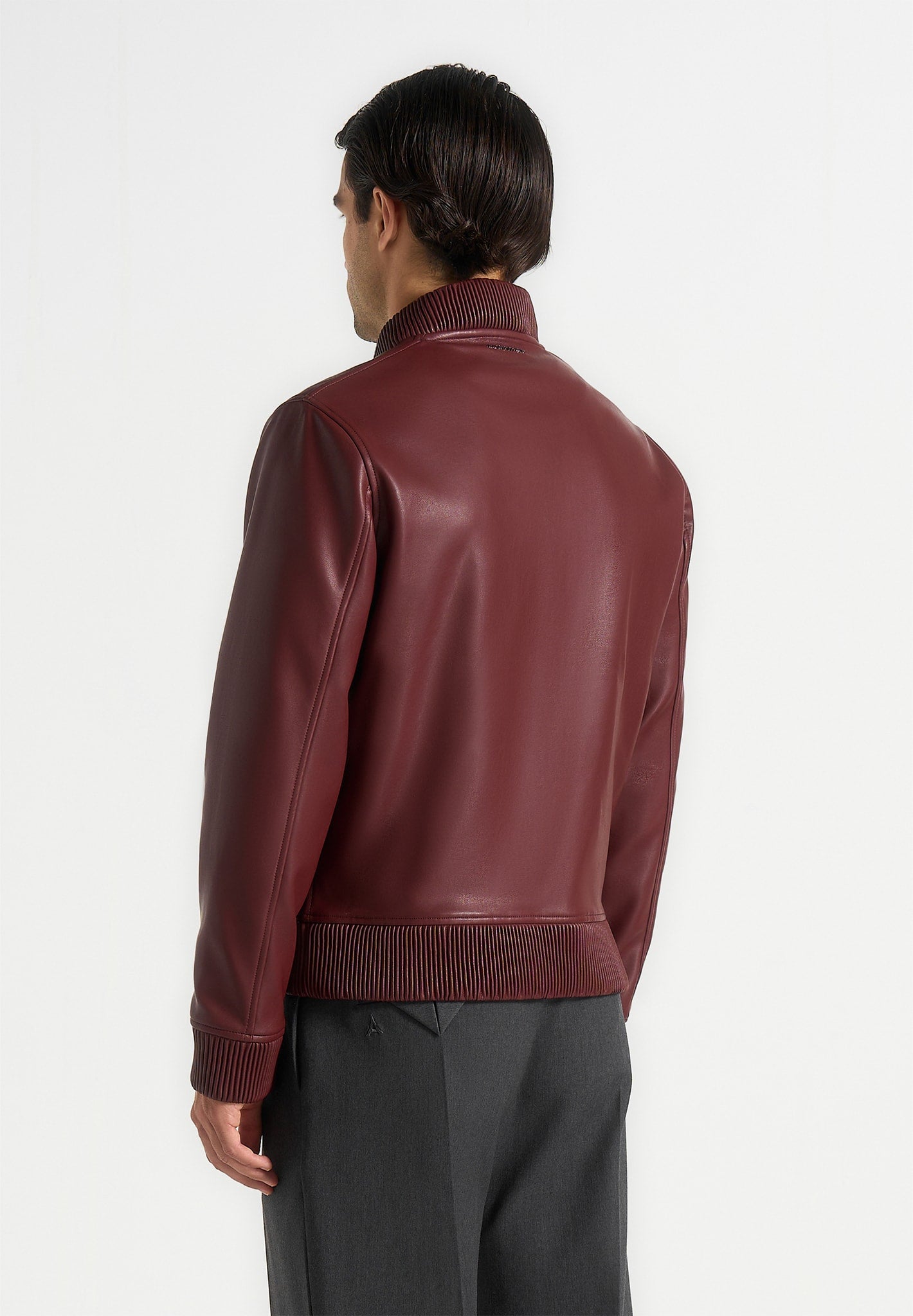 Arman - Leather Bomber Jacket - Wine Red