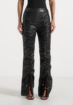 Leather Ruched Trousers - Black