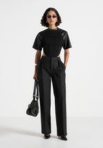 Juline - Leather Corset T-Shirt - Black