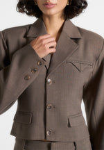 Prisca - Tailored Cropped Blazer - Taupe