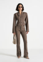Prisca - Tailored Cropped Blazer - Taupe
