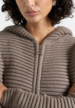 Eden - Unisex Ribbed Knit Zip Up Hoodie - Taupe