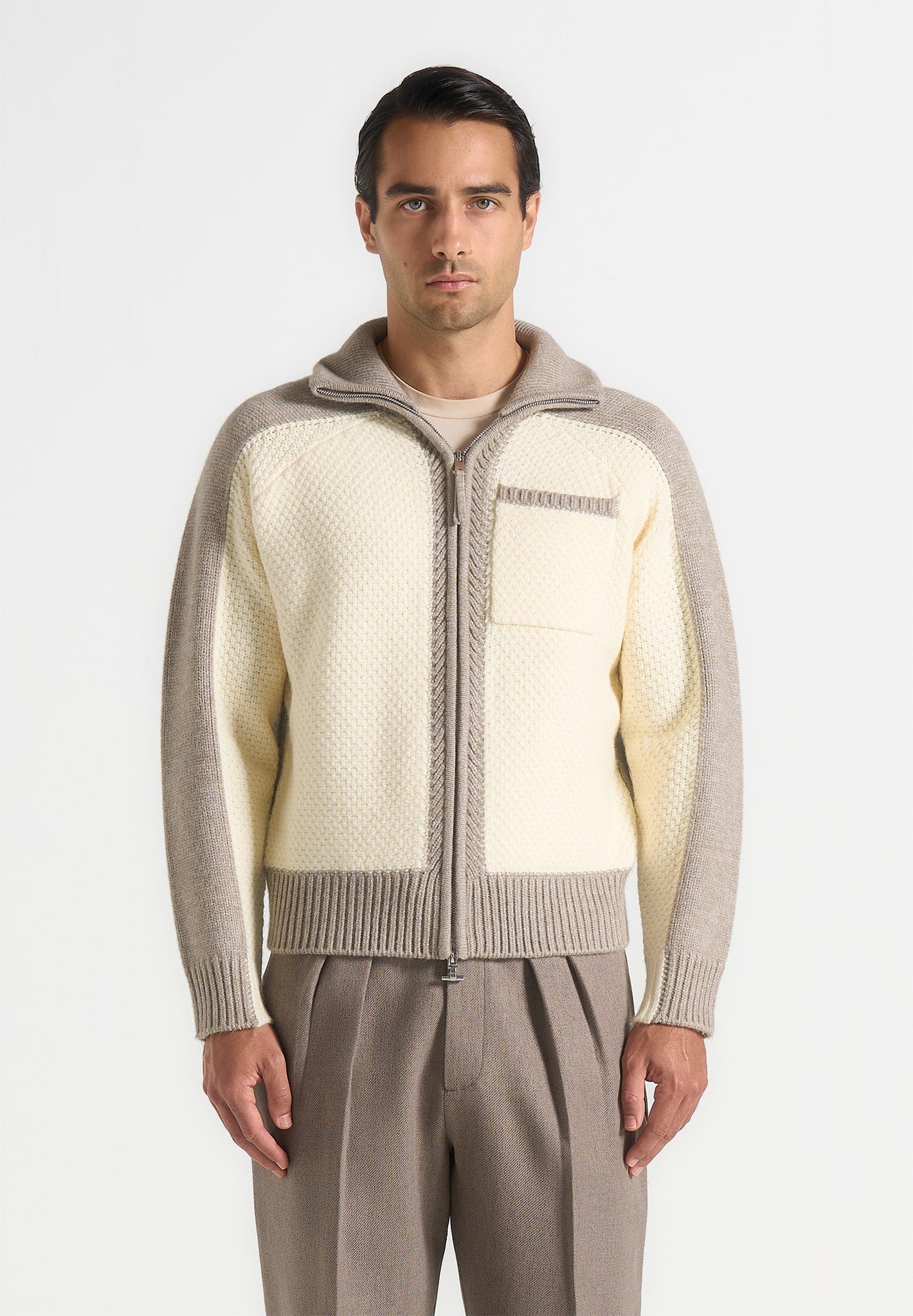 rene-colour-block-zip-through-cardigan-cream-beige