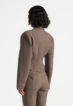 Prisca - Tailored Cropped Blazer - Taupe