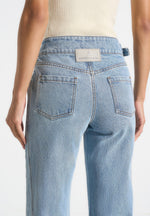 Loane - Twist Leg Boyfriend Jeans With Waist Adjuster - Mid Blue