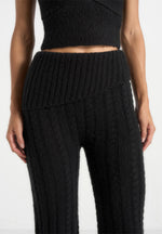 Elvy - Cable Knit Foldover Fit & Flare Bottoms - Black