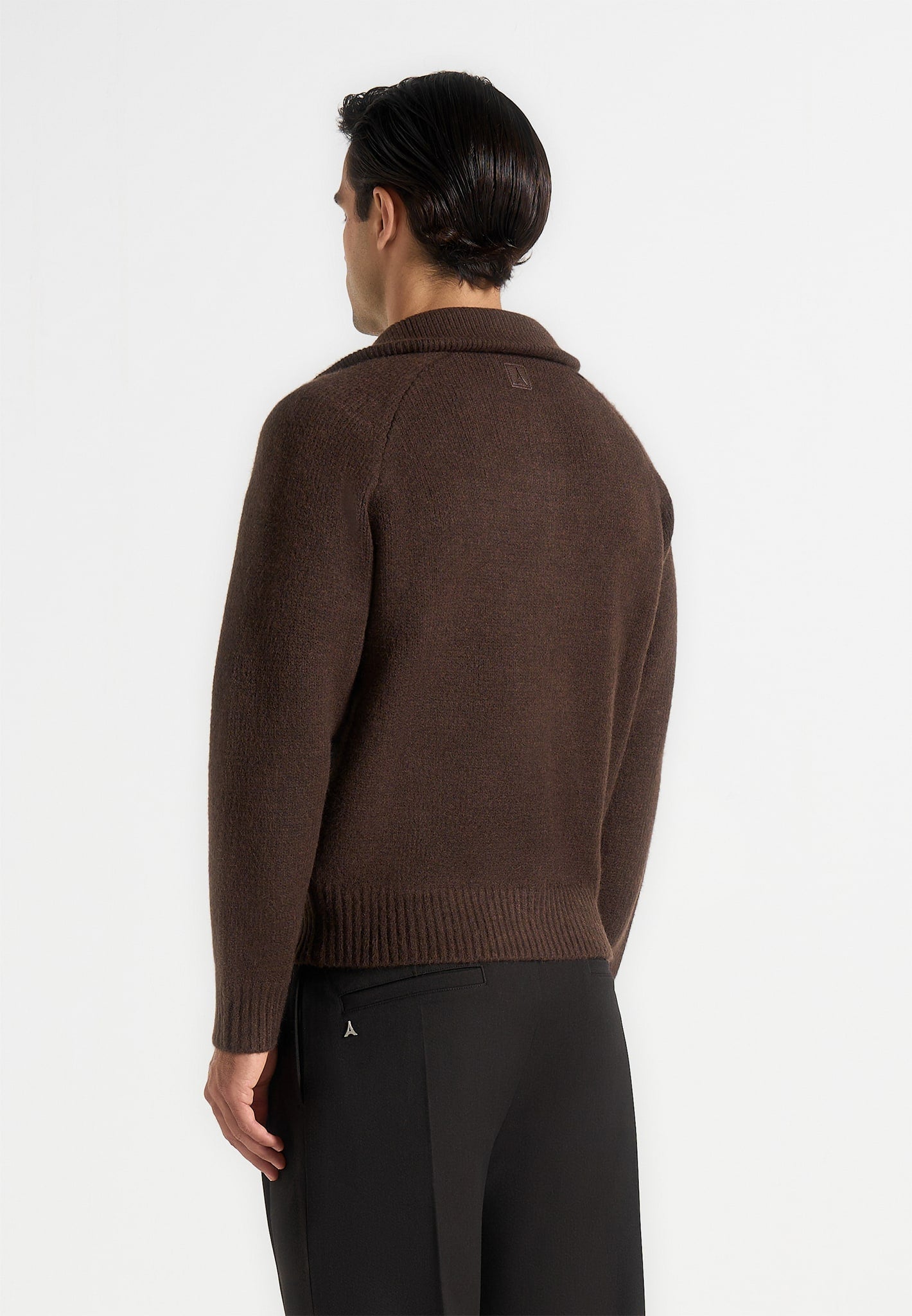 Rene - Colour Block Zip Through Cardigan - Black/Brown