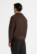 Rene - Colour Block Zip Through Cardigan - Black/Brown