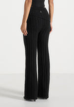 Elvy - Cable Knit Foldover Fit & Flare Bottoms - Black