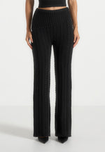 Elvy - Cable Knit Foldover Fit & Flare Bottoms - Black
