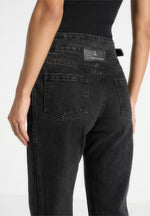 Loane - Twist Leg Boyfriend Jeans With Waist Adjuster - Washed Black
