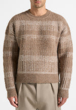 Ayden - Check Wool Knit Jumper - Taupe/Beige