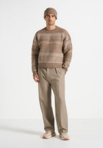 Ayden - Check Wool Knit Jumper - Taupe/Beige