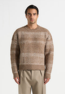 Arthur - Check Wool Knit Jumper - Taupe/Beige