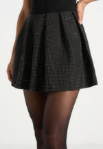 Rhinestone Pleated Mini Skort - Black