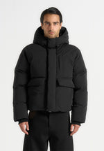 Casey - Unisex Minimal Raglan Puffer Jacket - Black