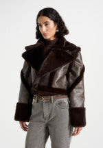 Kena - Vintage Leather & Plush 2-in-1 Gilet Jacket - Brown