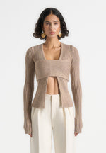 Marisa - 2-In-1 Knit Bandeau Cardigan - Beige