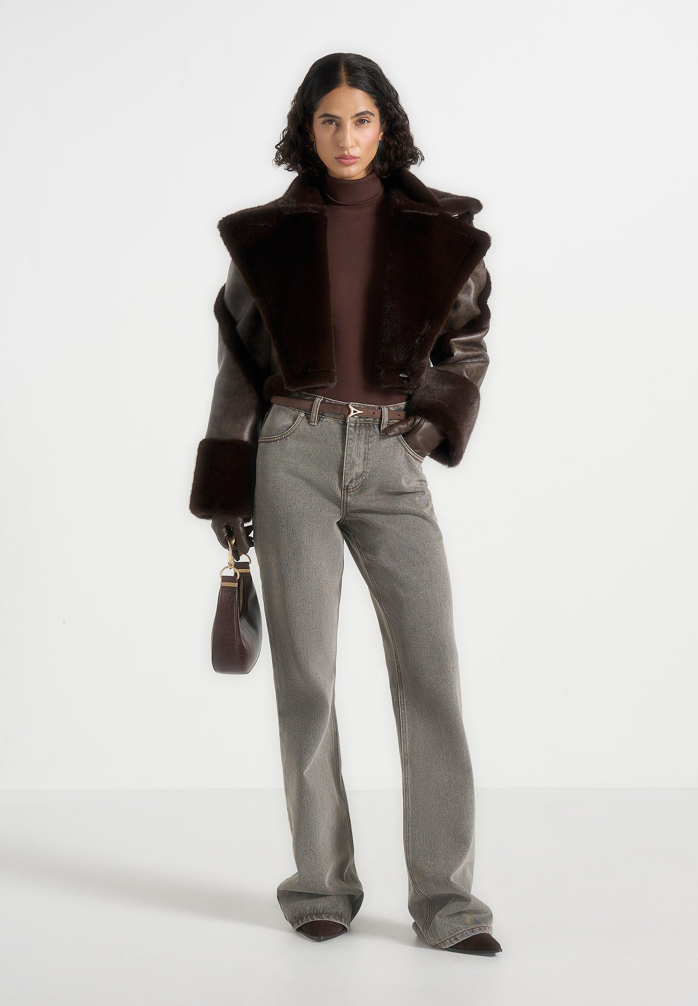 Kena - Vintage Leather & Plush 2-in-1 Gilet Jacket - Brown