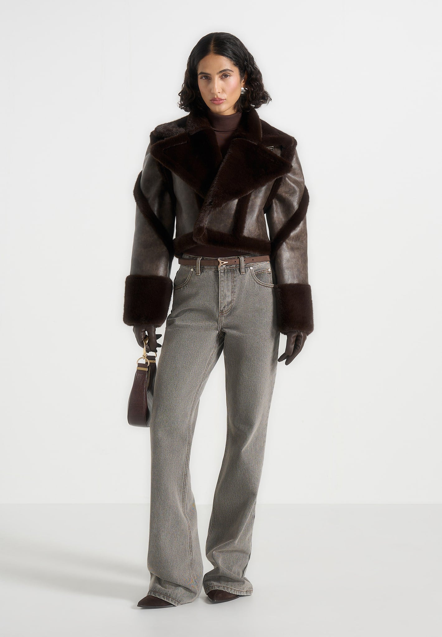 Kena - Vintage Leather & Plush 2-in-1 Gilet Jacket - Brown