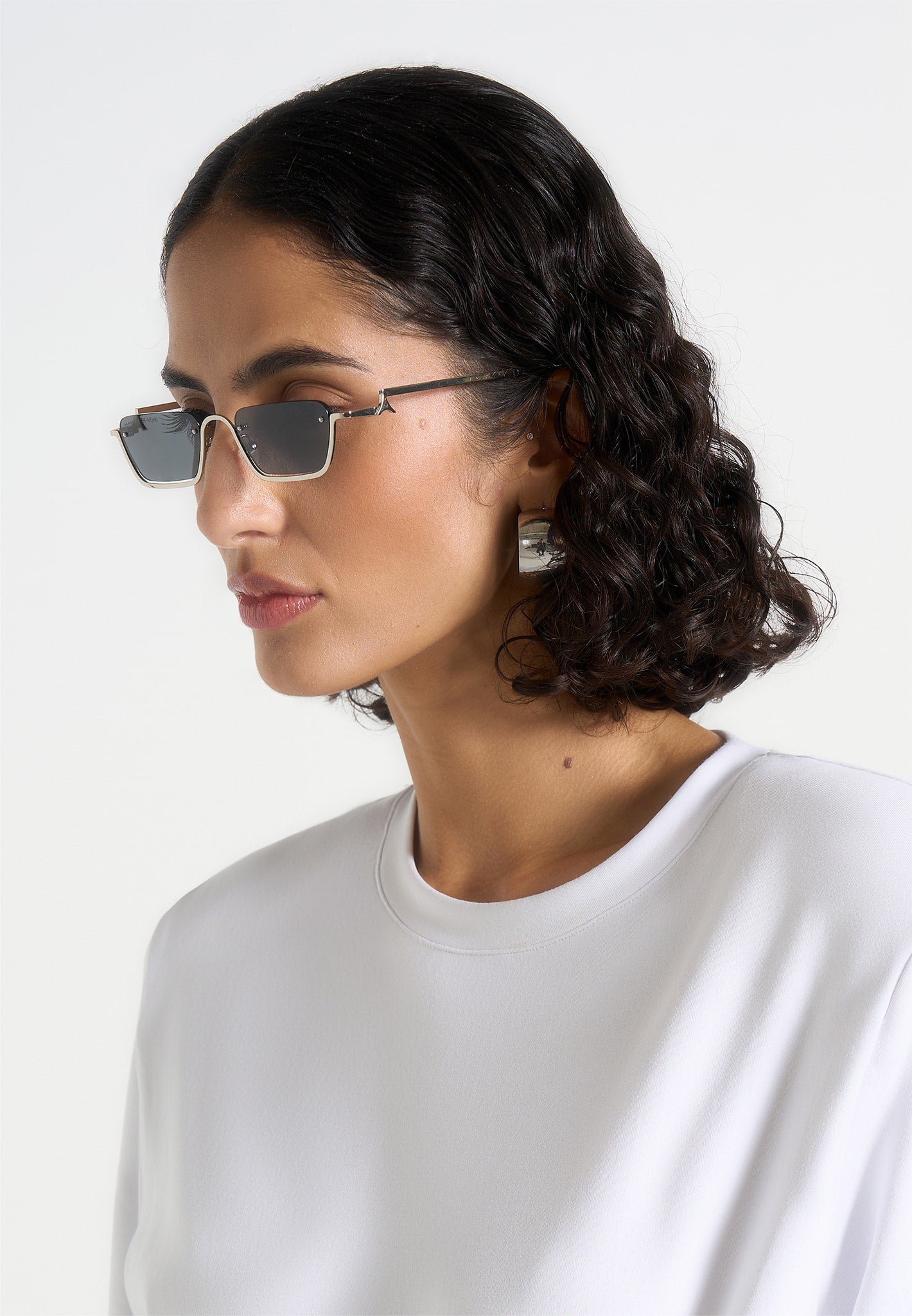 Kai - Rectangular Frameless Sunglasses - Silver 