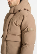 Casey - Unisex Minimal Raglan Puffer Jacket - Taupe
