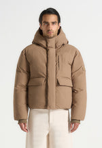 Casey - Unisex Minimal Raglan Puffer Jacket - Taupe