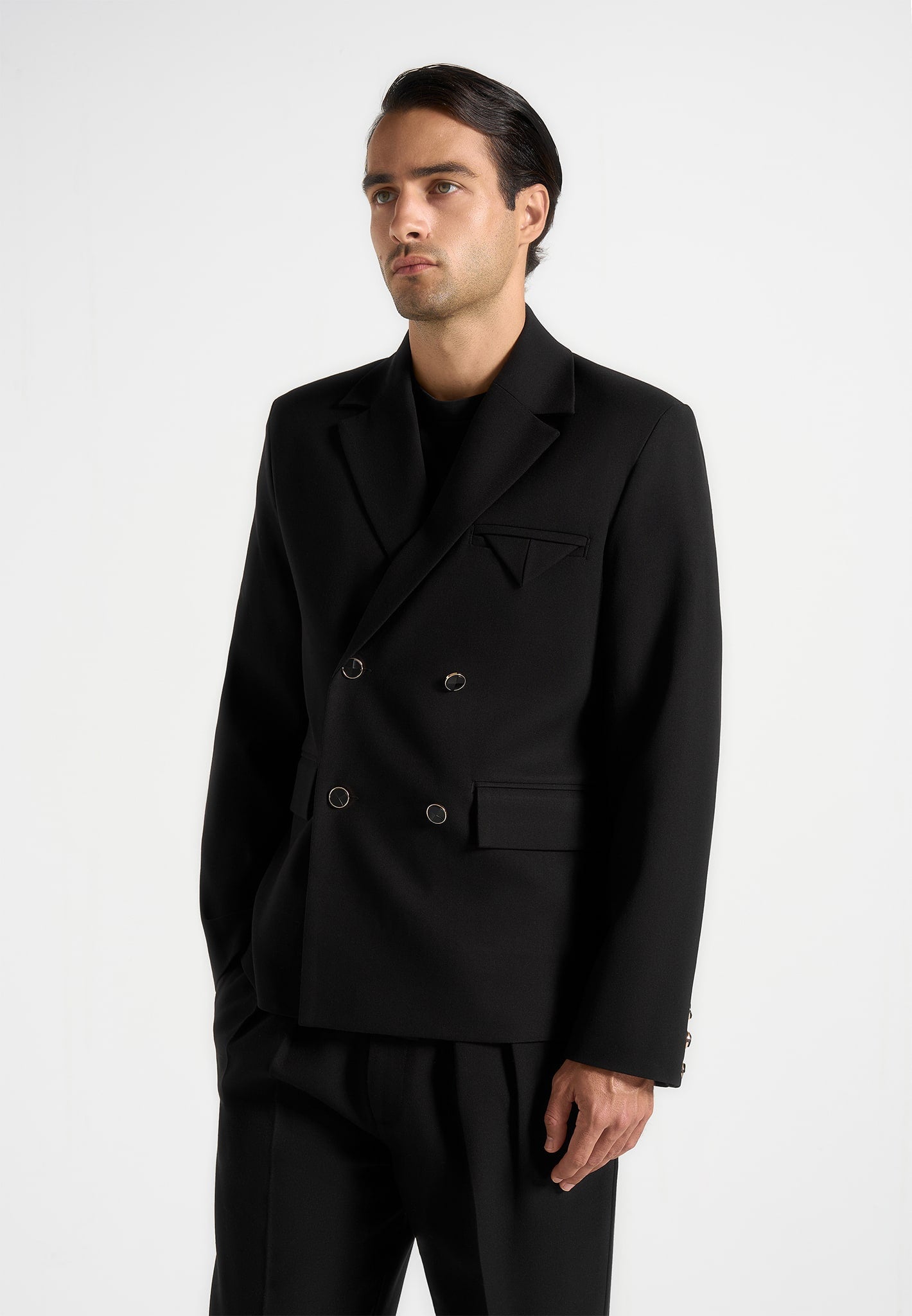 Didier - Double Breasted Tailored Suit Jacket - Black