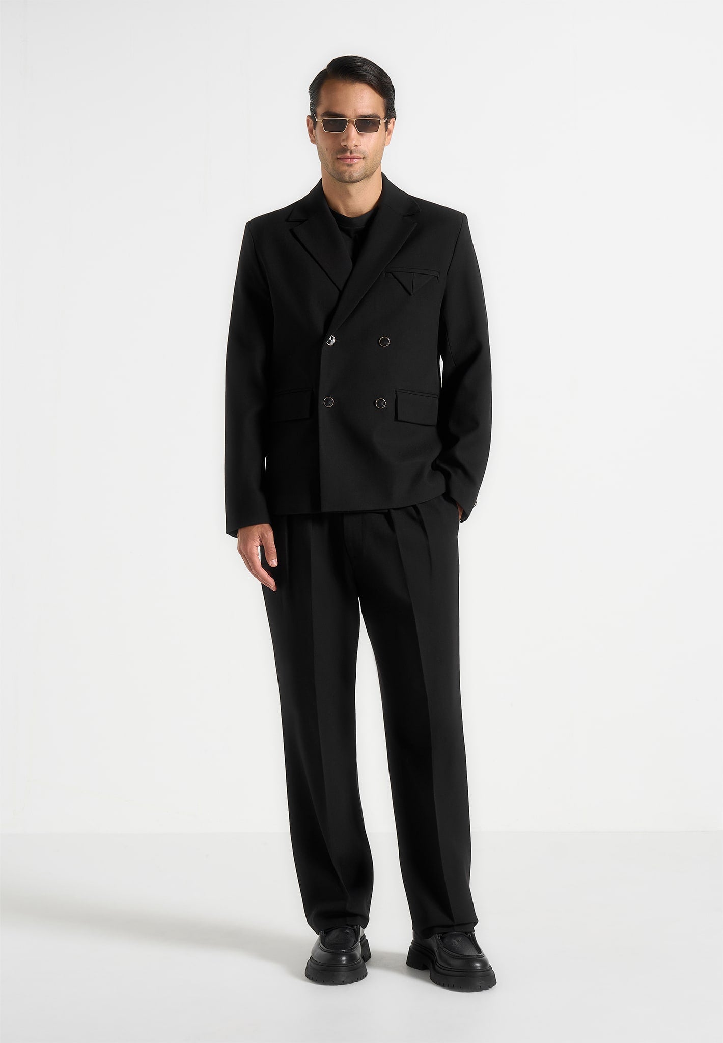 Didier - Double Breasted Tailored Suit Jacket - Black