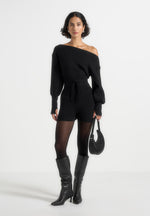raya-off-shoulder-knitted-playsuit-with-belt-black