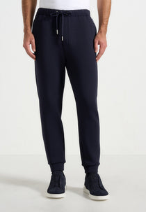 JS008 - Neoprene Minimal Tapered Fit Cuffed Sweatpants - Navy