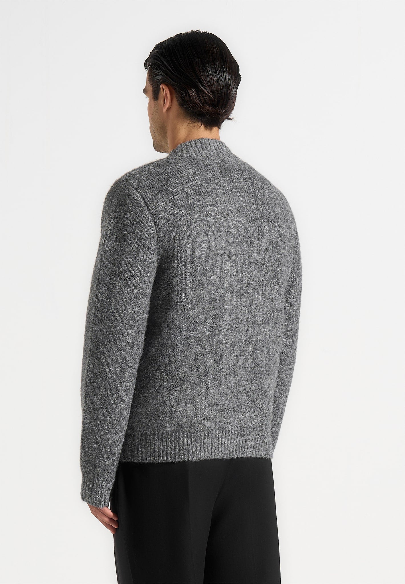 Dani - Unisex Asymmetric Brushed Wool Knit Cardigan - Grey