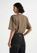 Mia - Wide Shoulder Bodysuit T-Shirt - Olive