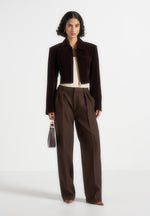Adina - Structured Velvet Jacket - Brown