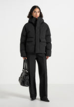 Casey - Unisex Minimal Raglan Puffer Jacket - Black