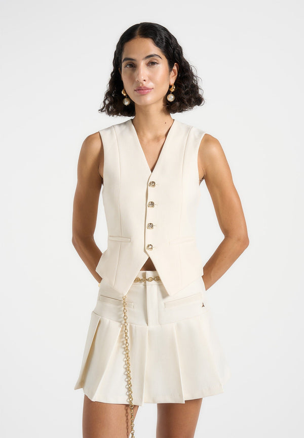 Christine - Tailored Cinch Waistcoat - Cream