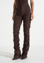 caroline-tacked-suede-flared-trousers-brown