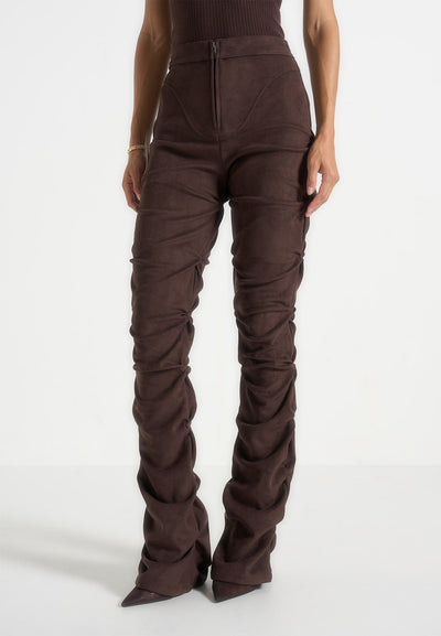 caroline-tacked-suede-flared-trousers-brown