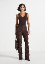 caroline-tacked-suede-flared-trousers-brown