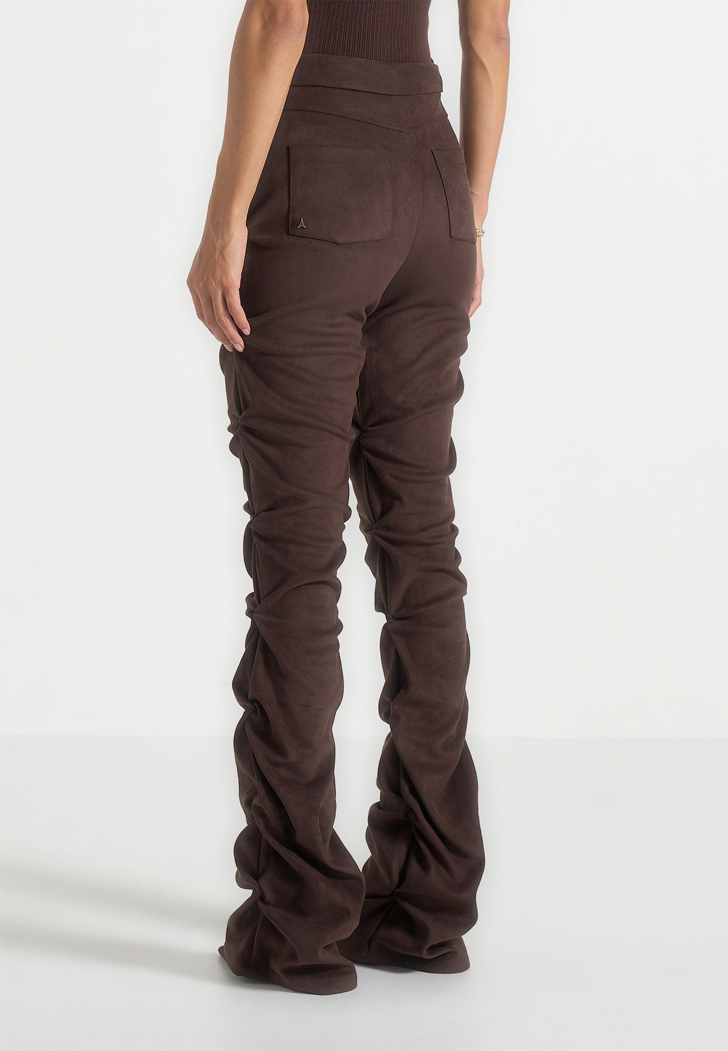 caroline-tacked-suede-flared-trousers-brown