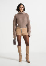 fara-suede-mini-shorts-beige